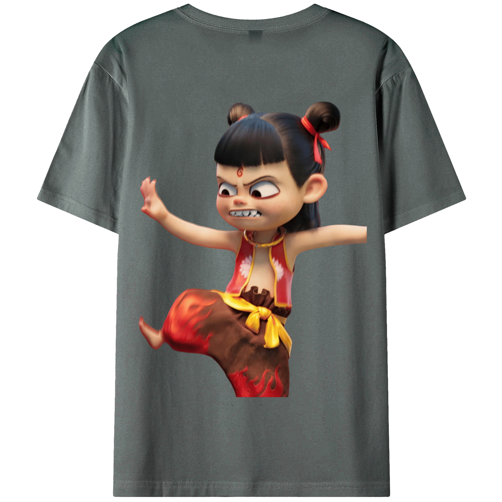 （画像用） Ne Zha 2 ナタ 魔童の大暴れ 綿100％半袖Tシャツ（背面プリント）